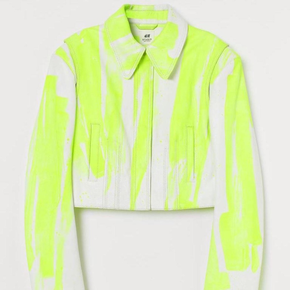 H&M Studio neon real leather jacket